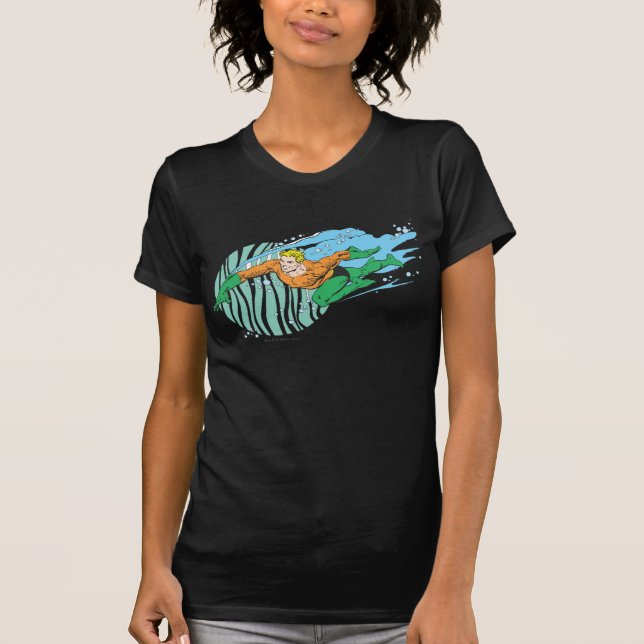Aquaman Leaps Lämnat T-shirt (Framsida)