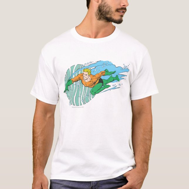 Aquaman Leaps Lämnat Tee Shirt (Framsida)