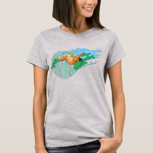 Aquaman Leaps Lämnat Tee Shirt