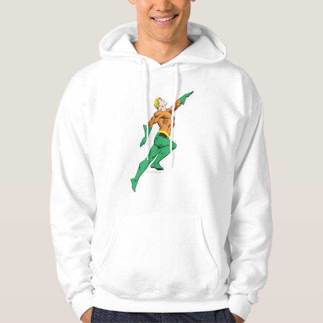 Aquaman Leaps Up Sweatshirt Med Luva (Framsida)