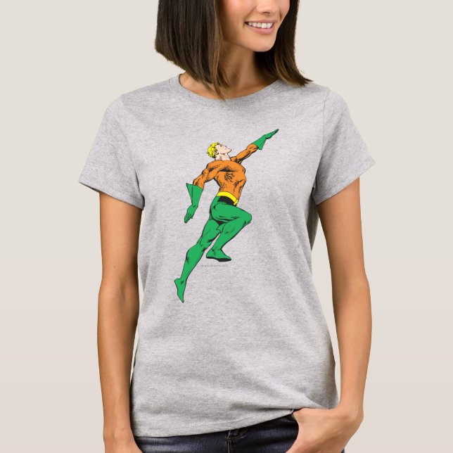 Aquaman Leaps Up Tee Shirt (Framsida)