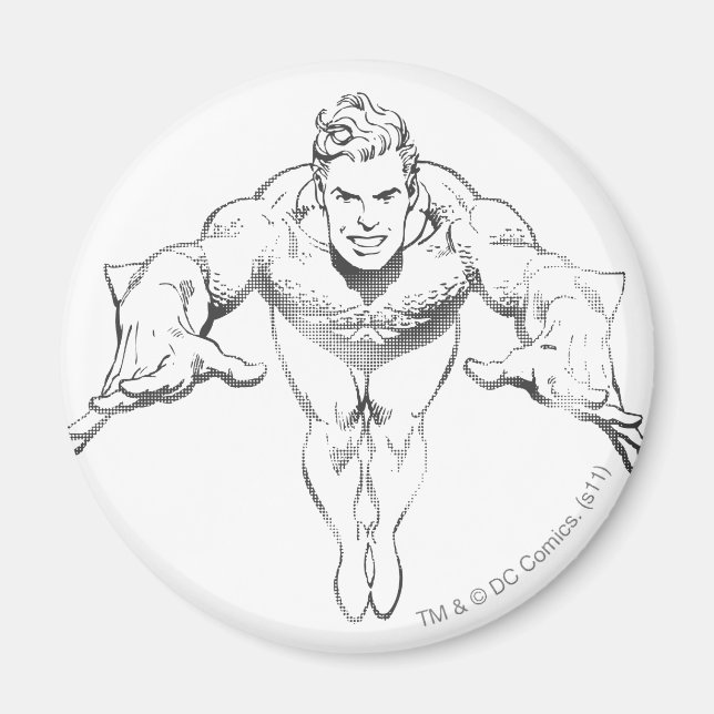 Aquaman Lunging Forward BW Magnet (Framsidan)
