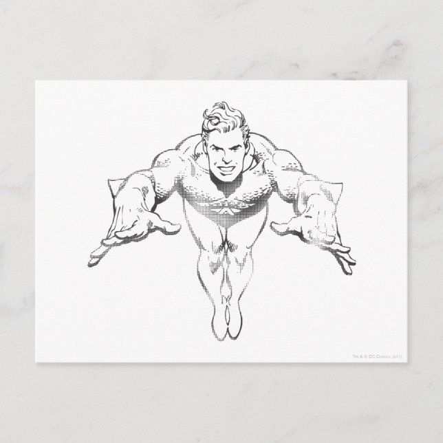 Aquaman Lunging Forward BW Vykort (Framsida)