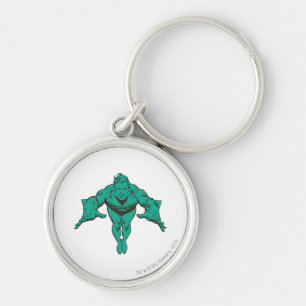 Aquaman Lunging Forward - Teal Rund Silverfärgad Nyckelring