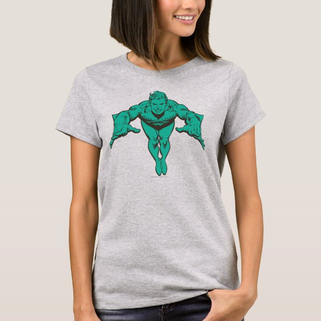 Aquaman Lunging Forward - Teal T-shirt (Framsida)