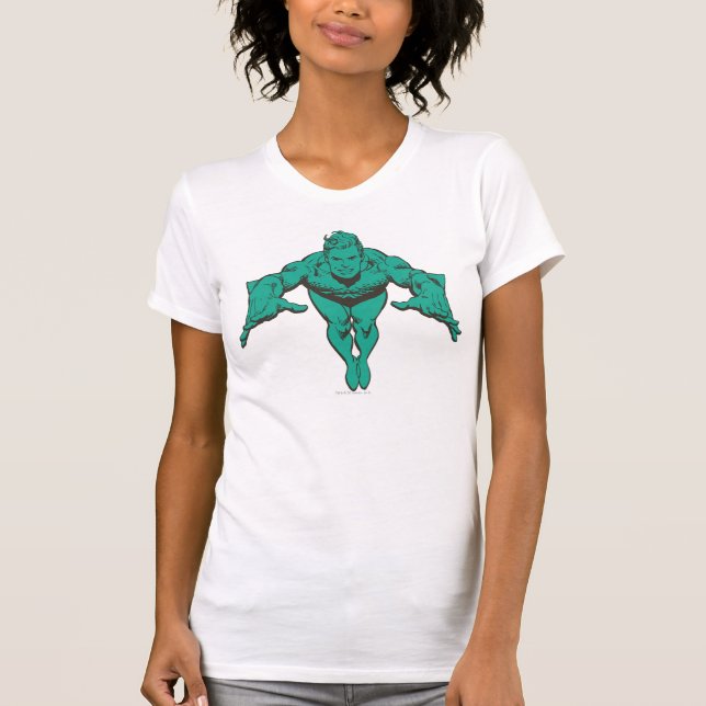 Aquaman Lunging Forward - Teal Tee (Framsida)