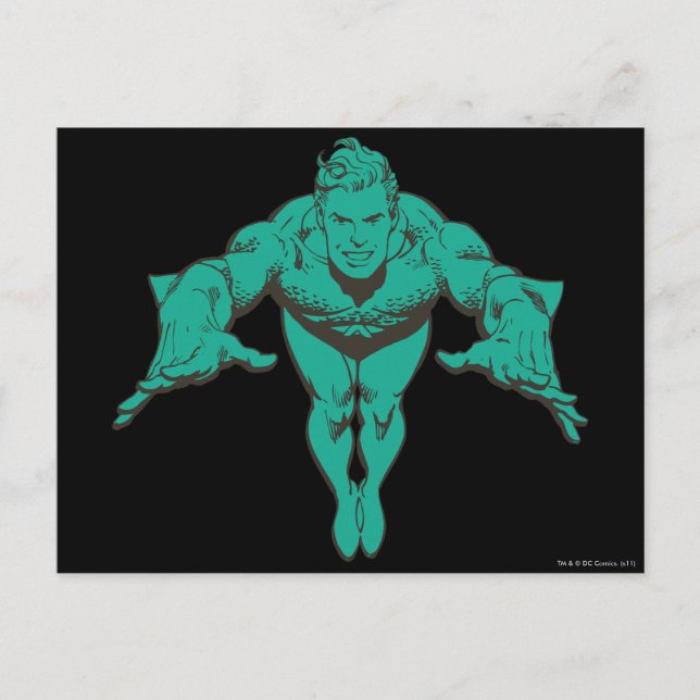Aquaman Lunging Forward - Teal Vykort (Framsida)