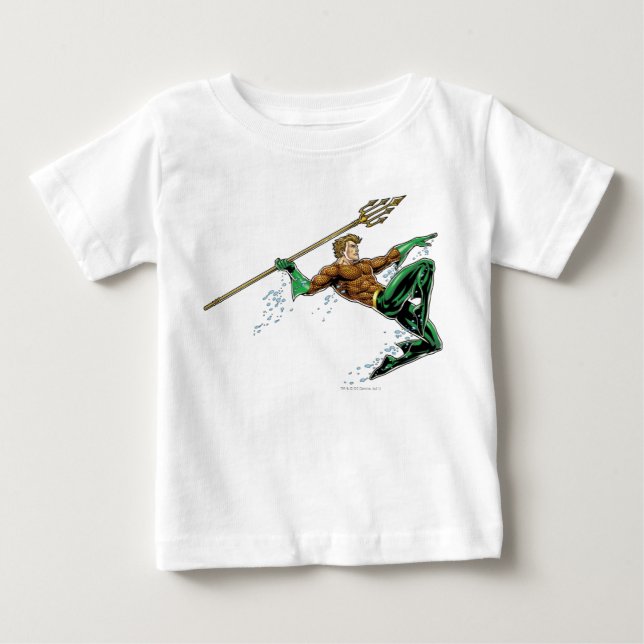 Aquaman Lunging med Spear T Shirt (Framsida)