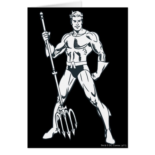 Aquaman med Pitchfork BW Hälsningskort (Framsidan)