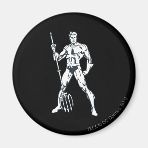 Aquaman med Pitchfork BW Magnet