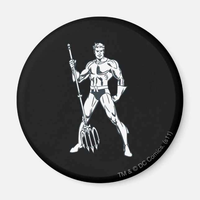 Aquaman med Pitchfork BW Magnet (Framsidan)