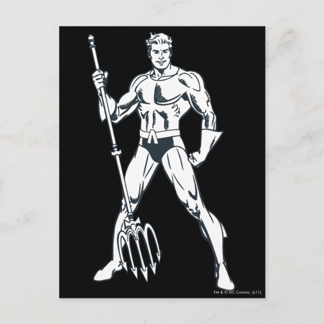 Aquaman med Pitchfork BW Vykort (Framsida)