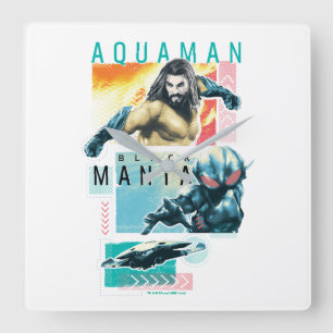 Aquaman   Modernist Aquaman & Black Manta Graphic Fyrkantig Klocka