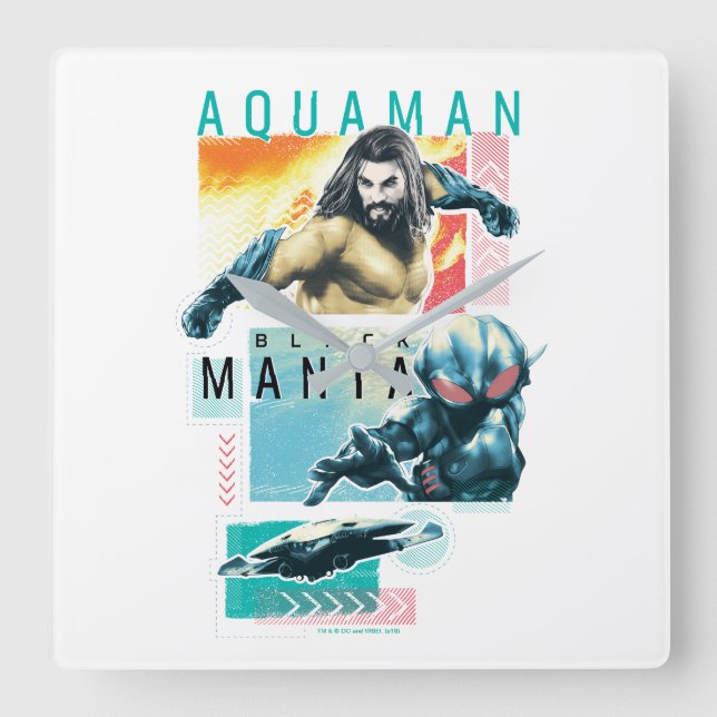 Aquaman | Modernist Aquaman & Black Manta Graphic Fyrkantig Klocka (Framsida)