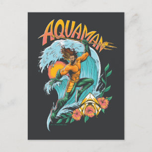 Aquaman och Trident Rising Surf Grafik Vykort