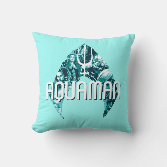 Aquaman | Orin, Mera, Orm och Black Manta i Symbol Kudde (Framsida)