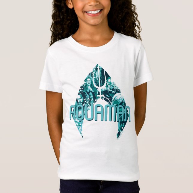 Aquaman | Orin, Mera, Orm & svart Manta i symbol T Shirt (Framsida)