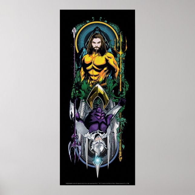 Aquaman | Orin & Orm Reversible Art nouveau Panel Poster (Framsidan)