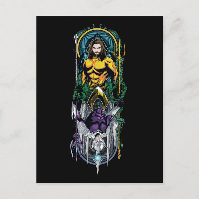 Aquaman | Orin & Orm Reversible Art nouveau Panel Vykort (Framsida)