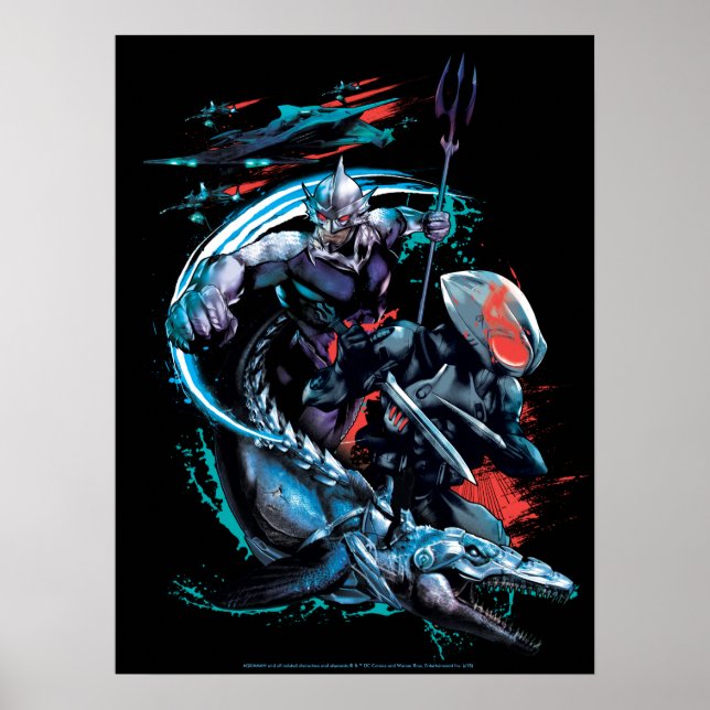 Aquaman | Orm, Black Manta, Tylosaur och Fraktaser Poster (Framsidan)