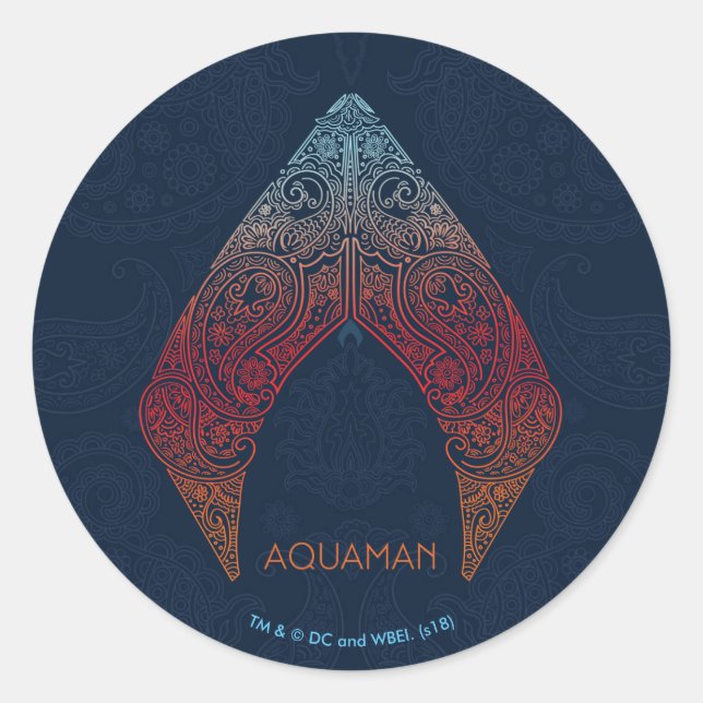 Aquaman | Paisley Aquaman logotyp Runt Klistermärke (Framsida)