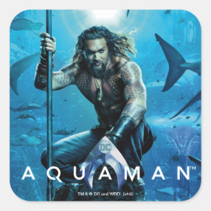 Aquaman Prince Orin Med Vatten- Djur Fyrkantigt Klistermärke