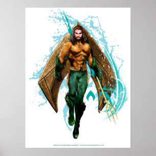 Aquaman Prince Orin with Aquaman Logotyp Poster