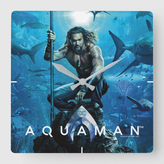 Aquaman | Prince Orin with Aquatic Animals Fyrkantig Klocka (Framsida)