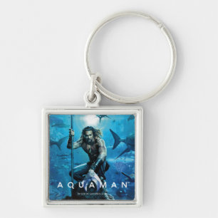 Aquaman Prince Orin with Aquatic Animals Fyrkantig Silverfärgad Nyckelring