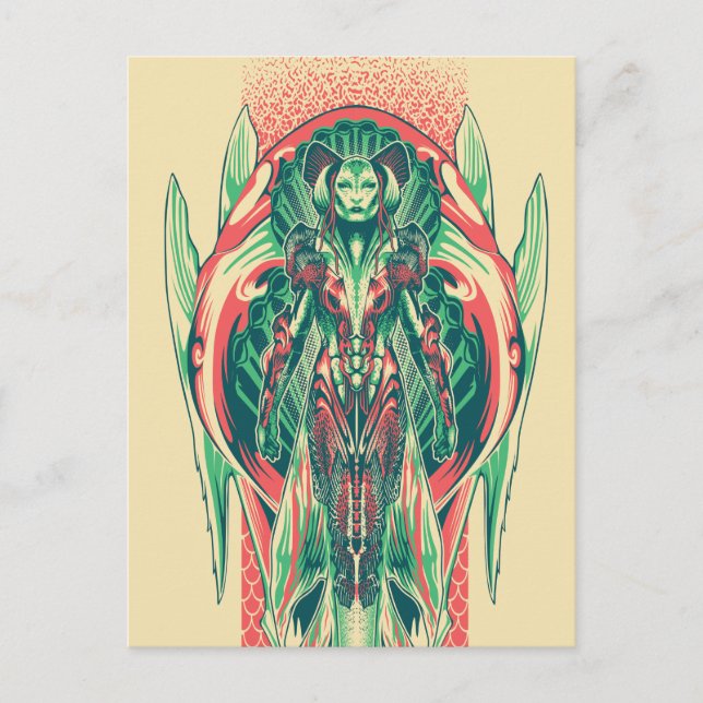 Aquaman | Queen Fisherman Art nouveau Panel Vykort (Framsida)