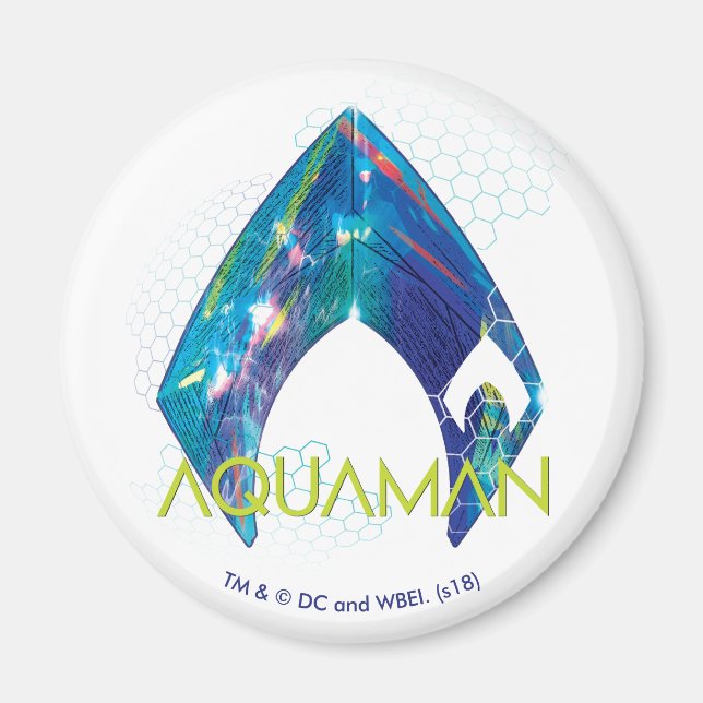 Aquaman | Refraktad akvamansk Logotyp Magnet (Framsidan)