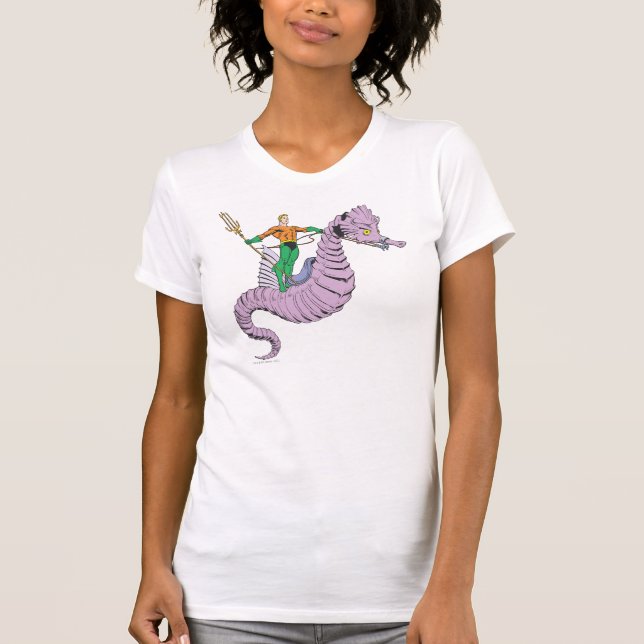 Aquaman Rides Seahorse Tee Shirt (Framsida)