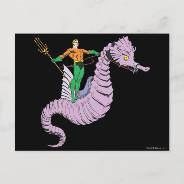 Aquaman Rides Seahorse Vykort (Framsida)