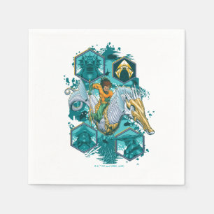 Aquaman Riding Seahorse över Kingdoms Pappersservett