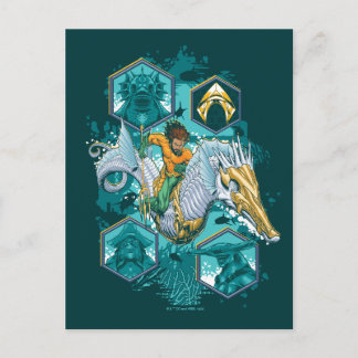 Aquaman Riding Seahorse över Kingdoms Vykort