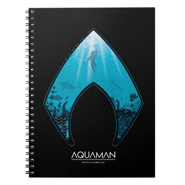 Aquaman | Se Via Aquaman Logotyp Ocean Graphic Anteckningsbok (Framsidan)