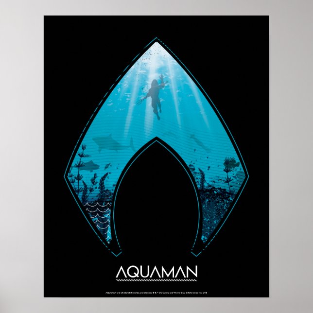 Aquaman | Se Via Aquaman Logotyp Ocean Graphic Poster (Framsidan)