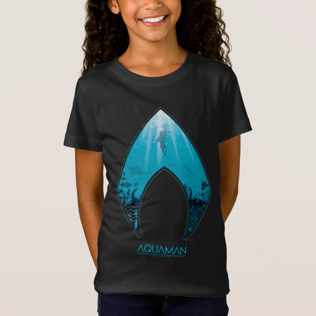 Aquaman | Se Via Aquaman Logotyp Ocean Graphic T Shirt (Framsida)