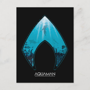 Aquaman   Se Via Aquaman Logotyp Ocean Graphic Vykort