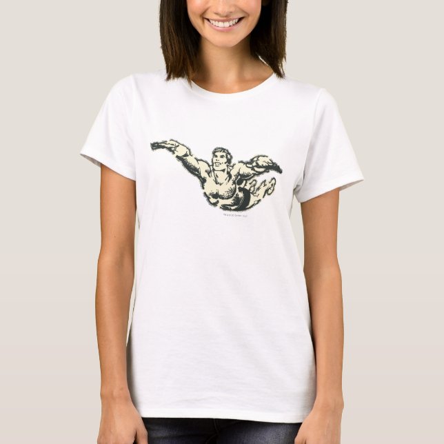Aquaman Soars BW Tee Shirt (Framsida)