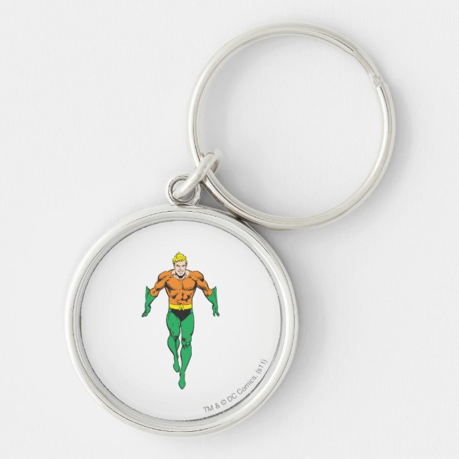 Aquaman Springa Rund Silverfärgad Nyckelring (Framsidan)