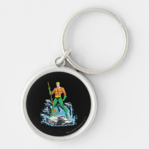 Aquaman Stands med Pitchfork Rund Silverfärgad Nyckelring
