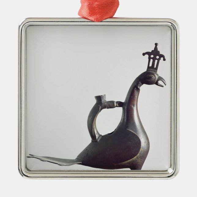 Aquamanile i form av en påfågel julgransprydnad metall (Framsidan)