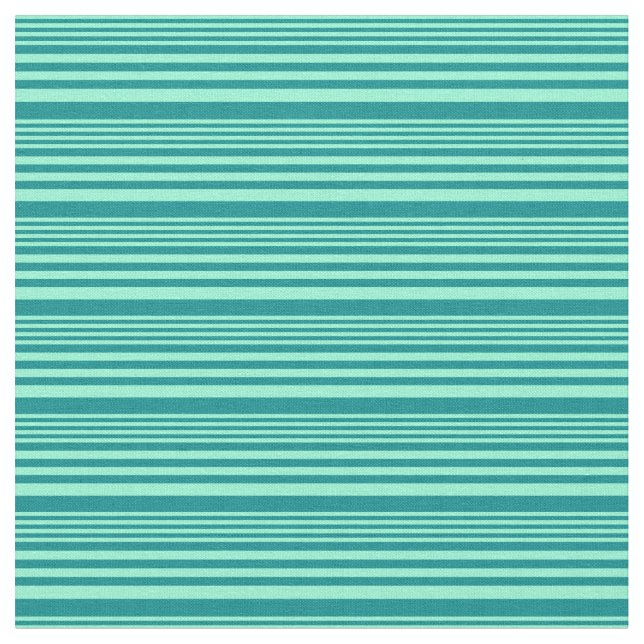 Aquamarin & Mörk Cyan Linted/Stripe Mönster Tyg (Närbild)