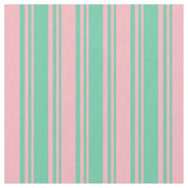 Aquamarin och Ljusa rosa Linjer/Rand Mönster Tyg (Närbild)