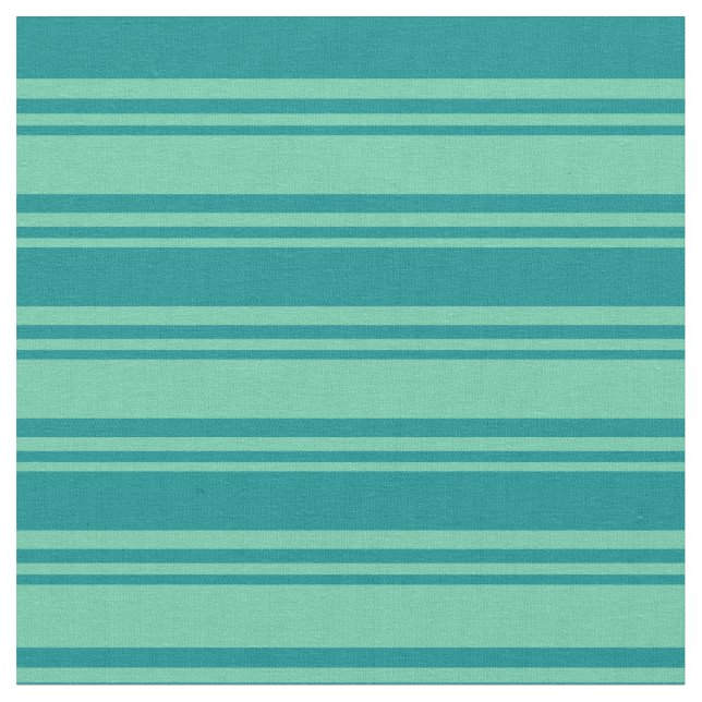 Aquamarin och Mörk Cyan Rand/Linjer Mönster Tyg (Närbild)