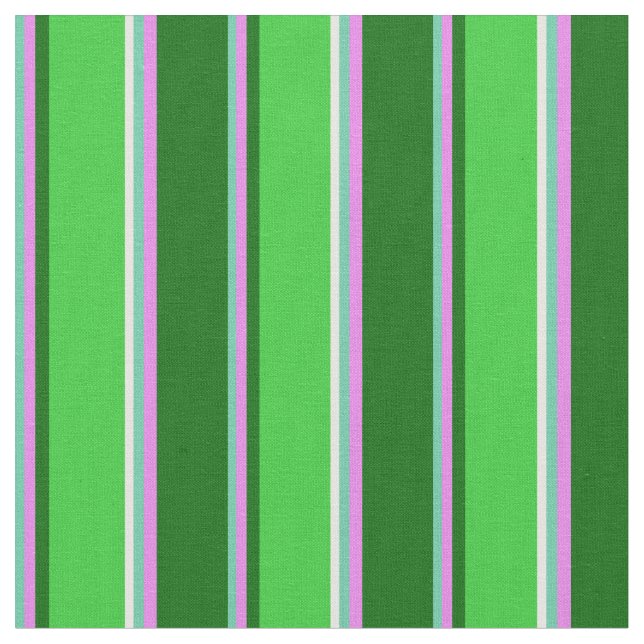 Aquamarin, Violet, Mörk grönt, Lime Green & White Tyg (Närbild)