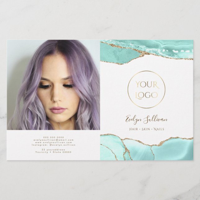 Aquamarine agate bifold brochure (Framsida)
