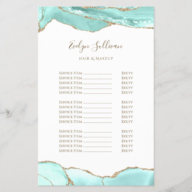 Aquamarine agate pris list flyer (Framsidan)