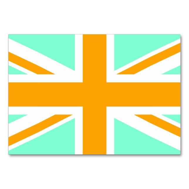 Aquamarine and Orange Union Jack Bordsnummer (Framsidan)